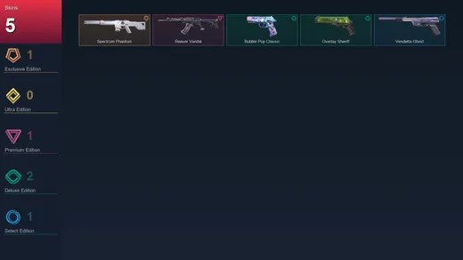 EU | Spectrum Phantom | Reaver Vandal | Bubble Pop Classic | Overlay Sheriff | 5 Skin | 27 Agent | 42 Buddy | Lv79 — Valorant account
