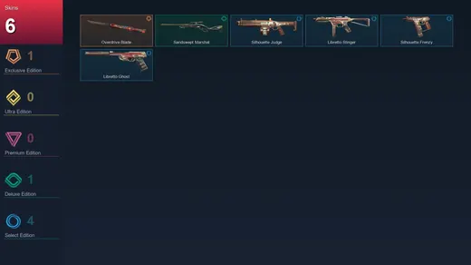EU | Overdrive Blade | Sandswept Marshal | Silhouette Judge | Libretto Stinger | 6 Skin | 7 Agent | 4 Buddy | Lv10 — Valorant account