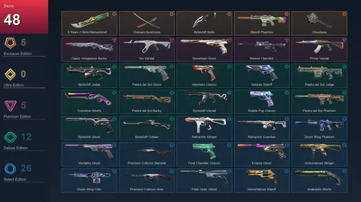EU | 5 Years // Beta Remastered Knife | Onimaru Kunitsuna | Byteshift Knife | BlastX Phantom | 48 Skin | 28 Agent | 145 Buddy | Platinum II | Lv314 — Valorant account