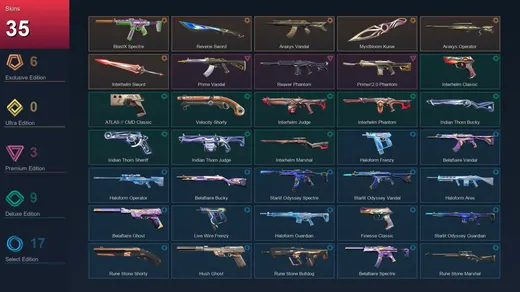 AP | BlastX Spectre | Reverie Sword | Araxys Vandal | Mystbloom Kunai | 35 Skin | 28 Agent | 52 Buddy | Lv127