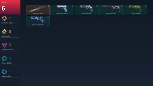 AP | Xenohunter Knife | Bubble Pop Classic | Solarex Sheriff | Byteshift Ghost | 6 Skin | 27 Agent | 37 Buddy | Lv101