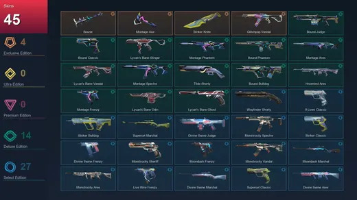 BR | Bound | Montage Axe | Striker Knife | Glitchpop Vandal | 45 Skin | 28 Agent | 78 Buddy | Lv130 — Valorant account