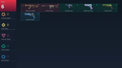 AP | Valiant Hero Vandal | Recon Phantom | Montage Frenzy | Bubble Pop Classic | 6 Skin | 19 Agent | 42 Buddy | Lv83