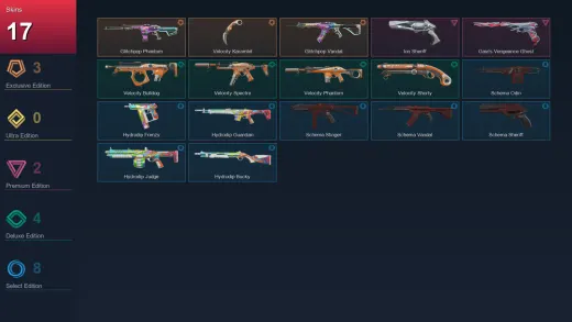 EU | Glitchpop Phantom | Velocity Karambit | Glitchpop Vandal | Ion Sheriff | 17 Skin | 21 Agent | 43 Buddy | Lv78