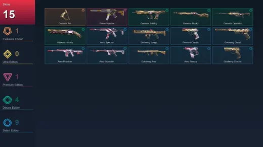 EU | Genesis Arc | Prime Spectre | Genesis Bulldog | Genesis Bucky | 15 Skin | 19 Agent | 34 Buddy | Lv71
