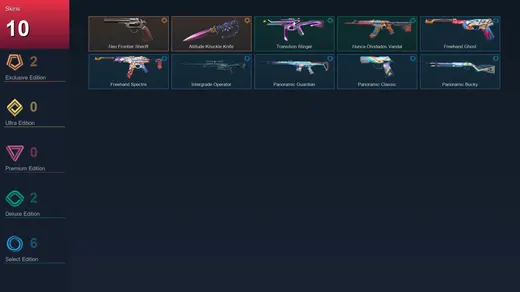 NA | Neo Frontier Sheriff | Altitude Knuckle Knife | Transition Stinger | Nunca Olvidados Vandal | 10 Skin | 8 Agent | 7 Buddy | Lv16