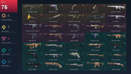 AP | Glitchpop Classic | Velocity Karambit | Genesis Arc | Spectrum Phantom | 76 Skin | 29 Agent | 87 Buddy | Lv180