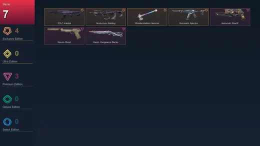 EU | EX.O Vandal | Nocturnum Bulldog | Wonderstallion Hammer | Kuronami Spectre | 7 Skin | 7 Agent | 4 Buddy | Gold I | Lv21