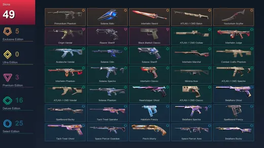AP | Primordium Phantom | Solarex Relic | Interhelm Sword | ATLAS // CMD Baton | 49 Skin | 28 Agent | 48 Buddy | Lv105 — Valorant account