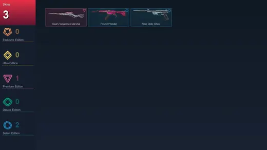 EU | Gaia's Vengeance Marshal | Prism II Vandal | Fiber Optic Ghost | 3 Skin | 14 Agent | 8 Buddy | Lv47