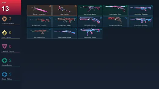 EU | Dolmir's Judgement | Heart Splitter | Heartstopper Vandal | Heartstopper Ghost | 13 Skin | 13 Agent | 16 Buddy | Lv36 — Valorant account