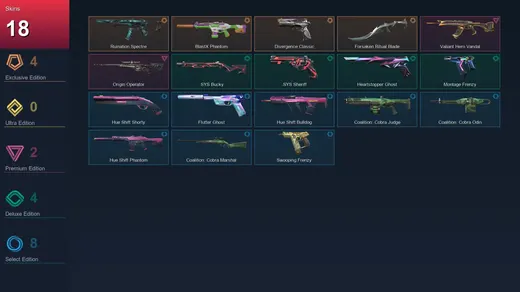 AP | Ruination Spectre | BlastX Phantom | Divergence Classic | Forsaken Ritual Blade | 18 Skin | 27 Agent | 53 Buddy | Lv116