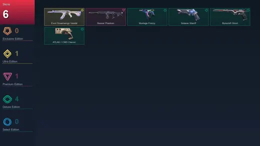 AP | Evori Dreamwings Vandal | Reaver Phantom | Montage Frenzy | Solarex Sheriff | 6 Skin | 28 Agent | 36 Buddy | Lv105