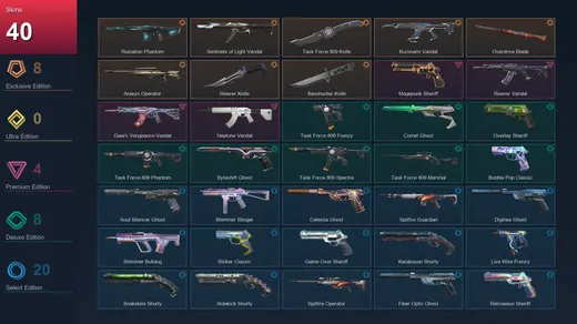 AP | Ruination Phantom | Sentinels of Light Vandal | Task Force 809 Knife | Kuronami Vandal | 40 Skin | 27 Agent | 99 Buddy | Lv279 — Valorant account