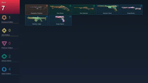 AP | Singularity Phantom | Ruin Shorty | Ruin Marshal | Serenity Ghost | 7 Skin | 7 Agent | 7 Buddy | Lv9